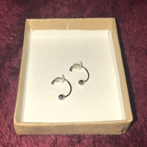 New!!  Ball huggie earrings, silver finish